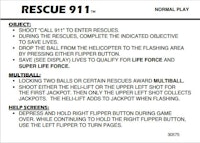 RESCUE 911 (Gottlieb) Score Cards (4)