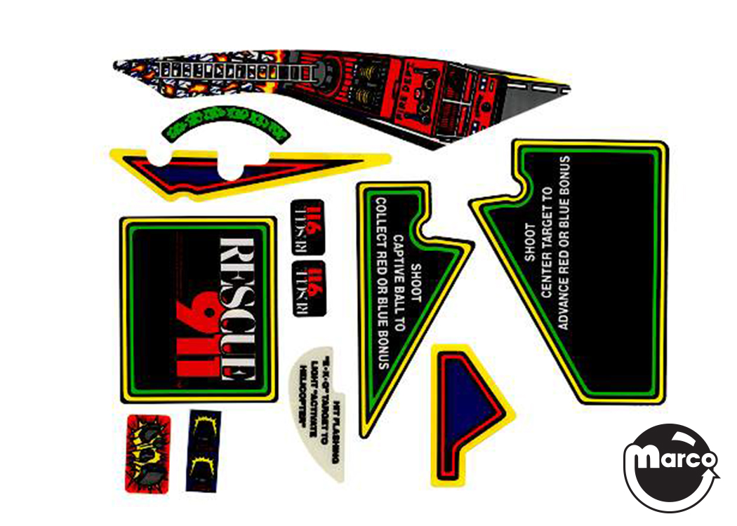 RESCUE 911 (Gottlieb) Decal set DL740