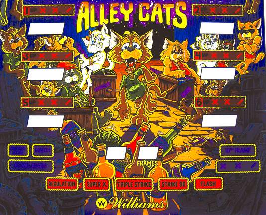 ALLEY CATS Shuffle (Williams) Backglass