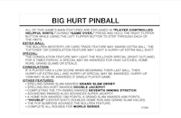 BIG HURT (Gottlieb) Score Card Set