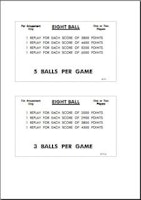 8 BALL (Williams 1966) Score Cards