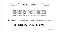 BEAT TIME (Williams) Score Cards (4)