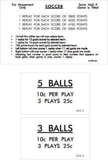 SOCCER (Williams 1964) Score Card Set