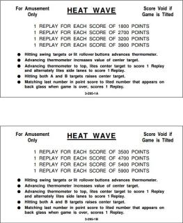 HEAT WAVE (Williams) Score Cards (4)