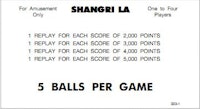 SHANGRI-LA (Williams) Score cards (4)