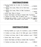 TOUCHDOWN (Williams) Score cards (4)