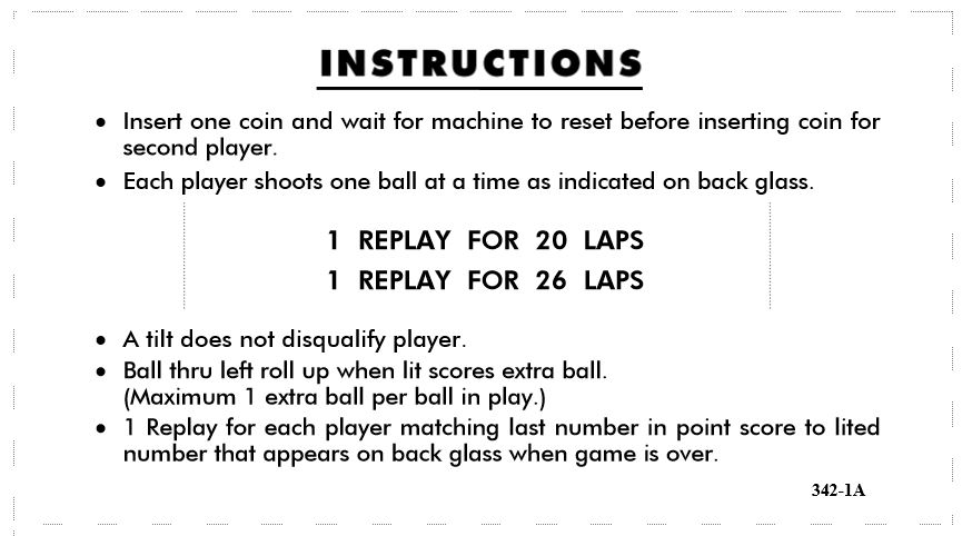 PIT STOP (Williams) Score Cards (8)
