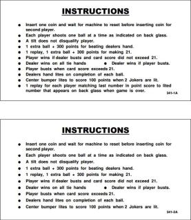 LADY LUCK (Williams 1968) Score cards 4