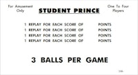STUDENT PRINCE (Williams) Score Cards
