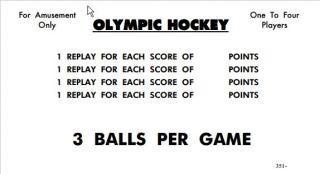 OLYMPIC HOCKEY (Williams) Score Cards