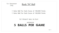ROCK N ROLL (Williams) Score Card Set