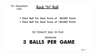 ROCK N ROLL (Williams) Score Card Set