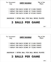 DIPSY DOODLE (Williams) Score Cards (6)