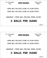 DIPSY DOODLE (Williams) Score Cards (6)