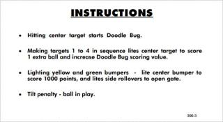 DOODLE BUG (Williams) Score Card Set