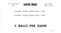 LOVE BUG (Williams) Score Card Set