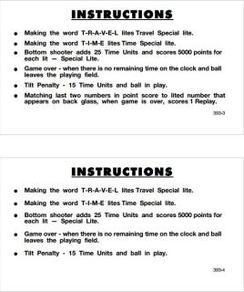 TRAVEL TIME (Williams) Score cards (4)