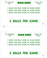 GOLD RUSH (Williams) Score card set (10)