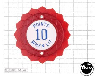 Pop bumper cap daisy flat red 'Points 10 When Lit' blue
