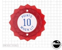 Pop bumper cap daisy flat red 'Points 10 When Lit' blue