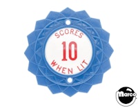 Pop bumper cap daisy dome blue 'Scores 10 When Lit' red