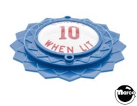 Pop bumper cap daisy dome blue 'Scores 10 When Lit' red