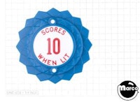 Pop bumper cap daisy dome blue 'Scores 10 When Lit' red