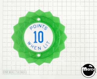 Pop bumper cap daisy dome green 'Points 10 When Lit' blue