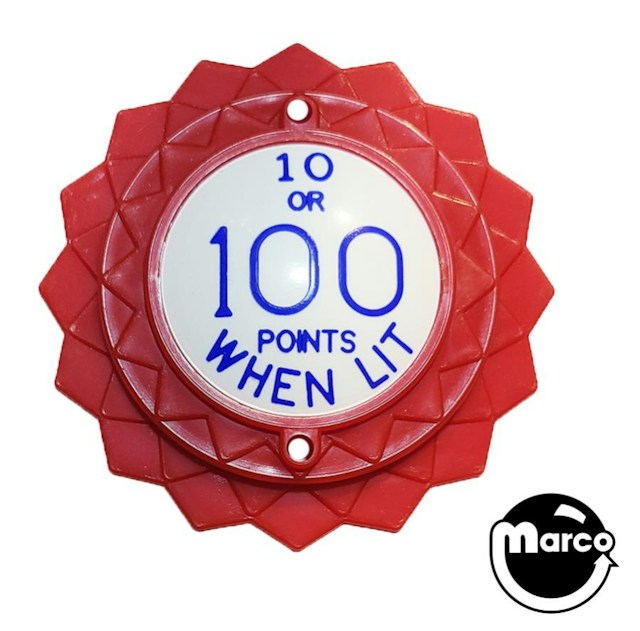 Pop bumper cap daisy dome red '10 or 100 Points When Lit' blue