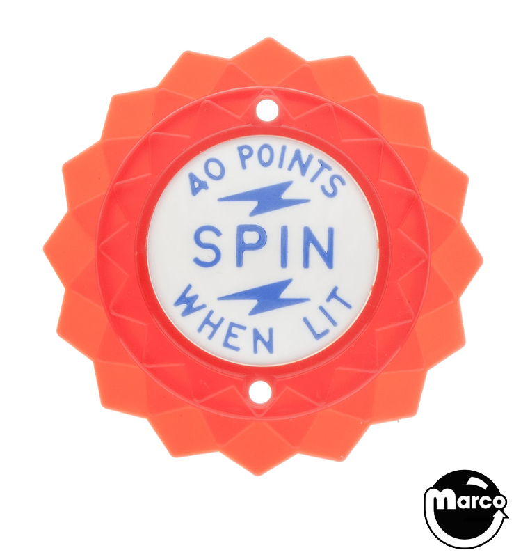 Pop bumper cap daisy dome red '40 Points Spin W/L' blue
