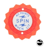Pop bumper cap daisy dome red '40 Points Spin W/L' blue