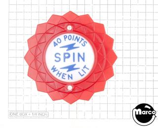 Pop bumper cap daisy dome red '40 Points Spin W/L' blue