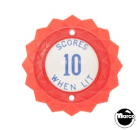 Pop bumper cap daisy dome red 'Scores 10 When Lit' blue