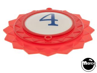 Pop bumper cap daisy dome red '4' blue