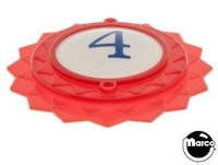 Pop bumper cap daisy dome red '4' blue