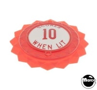 Pop bumper cap daisy dome red 'Scores 10 When Lit' red
