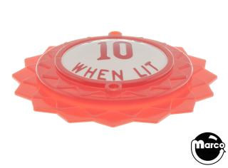 Pop bumper cap daisy dome red 'Scores 10 When Lit' red