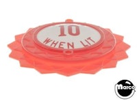 Pop bumper cap daisy dome red 'Scores 10 When Lit' red