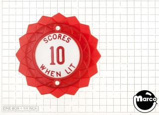 Pop bumper cap daisy dome red 'Scores 10 When Lit' red