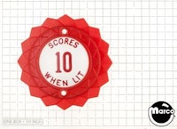 Pop bumper cap daisy dome red 'Scores 10 When Lit' red