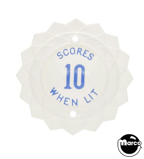 Pop bumper cap daisy dome white 'Scores 10 When Lit' blue