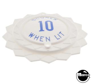 Pop bumper cap daisy dome white 'Scores 10 When Lit' blue