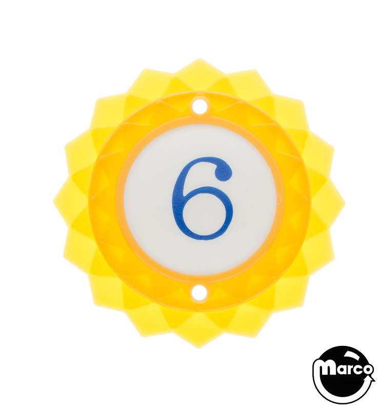 Pop bumper cap daisy dome yellow '6' blue