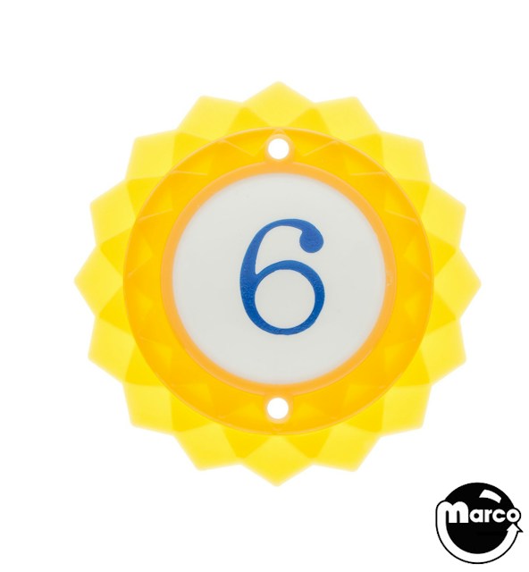 Pop bumper cap daisy dome yellow '6' blue