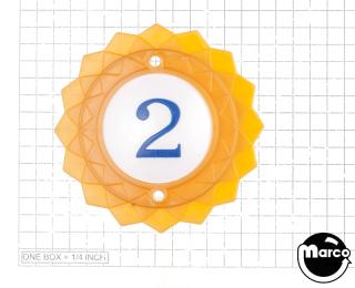 Pop bumper cap daisy dome yellow '2' blue