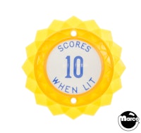 Pop bumper cap daisy dome yellow 'Scores 10 When Lit' blue