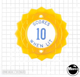 Pop bumper cap daisy dome yellow 'Scores 10 When Lit' blue