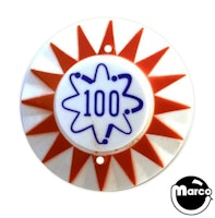 Pop bumper cap sunburst '100' squiggle R/B 16531