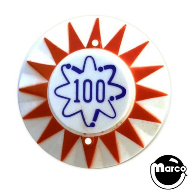 Pop bumper cap sunburst '100' squiggle R/B 16531