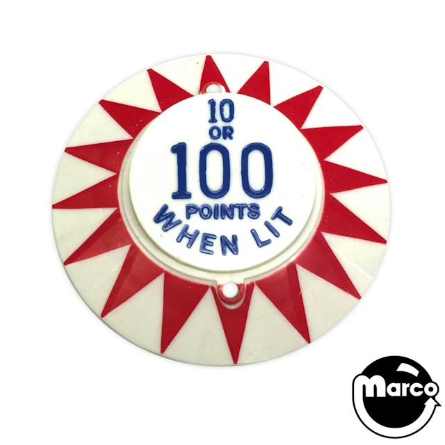 Pop bumper cap sunburst '10 or 100 Points W/Lit' R/B